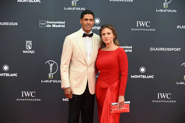 Laureus World Sports Awards 2026 Raphaël Varane and his wife, Camille Tytgat, during the gala of the Laureus World Sports Awards 2026 held at the Crystal Gallery of the Cibeles Palace, on April 20, 2026, in Madrid Spain Madrid once again becomes the epicenter of world sport by hosting, for the third consecutive year, the Laureus Awards gala SPORT AWARDS José Madrid Madrid Madrid Madrid Spain  Copyright: xJosÃ xOlivax 7455767