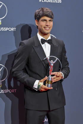 April 20, 2026, Madrid, Madrid, Spain: CARLOS ALCARAZ is the Laureus World Sportsman of the Year poses at the Laureus World Sports Awards Madrid 2026 at GaleroÂ¼Ã‚Â­a de Cristal on April 20, 2026 in Madrid, Spain. Madrid Spain  - ZUMAc312 20260420_zsp_c312_191 Copyright: xOscarxManuelxSanchezx