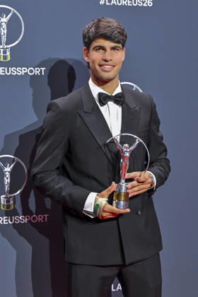 April 20, 2026, Madrid, Madrid, Spain: CARLOS ALCARAZ is the Laureus World Sportsman of the Year poses at the Laureus World Sports Awards Madrid 2026 at GaleroÂ¼Ã‚Â­a de Cristal on April 20, 2026 in Madrid, Spain. Madrid Spain  - ZUMAc312 20260420_zsp_c312_187 Copyright: xOscarxManuelxSanchezx