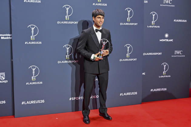 April 20, 2026, Madrid, Madrid, Spain: CARLOS ALCARAZ is the Laureus World Sportsman of the Year poses at the Laureus World Sports Awards Madrid 2026 at GaleroÂ¼Ã‚Â­a de Cristal on April 20, 2026 in Madrid, Spain. Madrid Spain  - ZUMAc312 20260420_zsp_c312_188 Copyright: xOscarxManuelxSanchezx