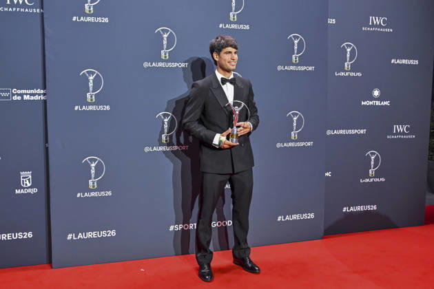 April 20, 2026, Madrid, Madrid, Spain: CARLOS ALCARAZ is the Laureus World Sportsman of the Year poses at the Laureus World Sports Awards Madrid 2026 at GaleroÂ¼Ã‚Â­a de Cristal on April 20, 2026 in Madrid, Spain. Madrid Spain  - ZUMAc312 20260420_zsp_c312_184 Copyright: xOscarxManuelxSanchezx