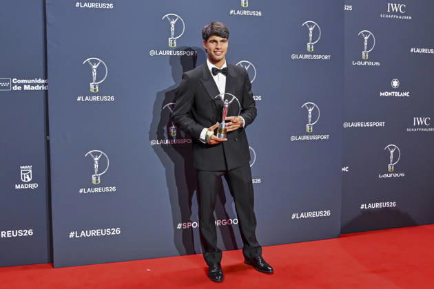 April 20, 2026, Madrid, Madrid, Spain: CARLOS ALCARAZ is the Laureus World Sportsman of the Year poses at the Laureus World Sports Awards Madrid 2026 at GaleroÂ¼Ã‚Â­a de Cristal on April 20, 2026 in Madrid, Spain. Madrid Spain  - ZUMAc312 20260420_zsp_c312_183 Copyright: xOscarxManuelxSanchezx