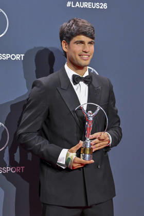 April 20, 2026, Madrid, Madrid, Spain: CARLOS ALCARAZ is the Laureus World Sportsman of the Year poses at the Laureus World Sports Awards Madrid 2026 at GaleroÂ¼Ã‚Â­a de Cristal on April 20, 2026 in Madrid, Spain. Madrid Spain  - ZUMAc312 20260420_zsp_c312_181 Copyright: xOscarxManuelxSanchezx