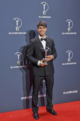 April 20, 2026, Madrid, Madrid, Spain: CARLOS ALCARAZ is the Laureus World Sportsman of the Year poses at the Laureus World Sports Awards Madrid 2026 at GaleroÂ¼Ã‚Â­a de Cristal on April 20, 2026 in Madrid, Spain. Madrid Spain  - ZUMAc312 20260420_zsp_c312_179 Copyright: xOscarxManuelxSanchezx