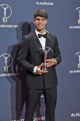 April 20, 2026, Madrid, Madrid, Spain: CARLOS ALCARAZ is the Laureus World Sportsman of the Year poses at the Laureus World Sports Awards Madrid 2026 at GaleroÂ¼Ã‚Â­a de Cristal on April 20, 2026 in Madrid, Spain. Madrid Spain  - ZUMAc312 20260420_zsp_c312_180 Copyright: xOscarxManuelxSanchezx