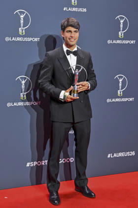 April 20, 2026, Madrid, Madrid, Spain: CARLOS ALCARAZ is the Laureus World Sportsman of the Year poses at the Laureus World Sports Awards Madrid 2026 at GaleroÂ¼Ã‚Â­a de Cristal on April 20, 2026 in Madrid, Spain. Madrid Spain  - ZUMAc312 20260420_zsp_c312_175 Copyright: xOscarxManuelxSanchezx