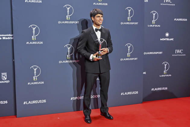 April 20, 2026, Madrid, Madrid, Spain: CARLOS ALCARAZ is the Laureus World Sportsman of the Year poses at the Laureus World Sports Awards Madrid 2026 at GaleroÂ¼Ã‚Â­a de Cristal on April 20, 2026 in Madrid, Spain. Madrid Spain  - ZUMAc312 20260420_zsp_c312_176 Copyright: xOscarxManuelxSanchezx