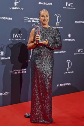 April 20, 2026, Madrid, Madrid, Spain: ARYNA SABALENKA the Laureus World Sportswoman of the Year poses at the Laureus World Sports Awards Madrid 2026 at GaleroÂ¼Ã‚Â­a de Cristal on April 20, 2026 in Madrid, Spain. Madrid Spain  - ZUMAc312 20260420_zsp_c312_275 Copyright: xOscarxManuelxSanchezx