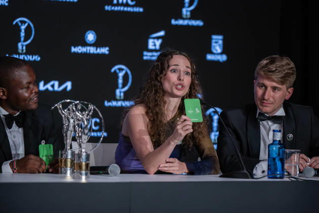 Madrid, Spain. 20 April 2026. Press conference of Futbol Mas after receiving the Laureus Sport for Good 2026 Award Madrid Spain Copyright: xNanoxCalvox xVWPicsx NN-LAUREUSAWARDS2026-56