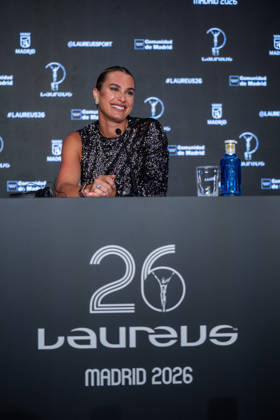 Madrid, Spain. 20 April 2026. Press conference of Aryna Sabalenka after receiving the Laureus World Sportswoman of the Year 2026 Award Madrid Spain Copyright: xNanoxCalvox xVWPicsx NN-LAUREUSAWARDS2026-98