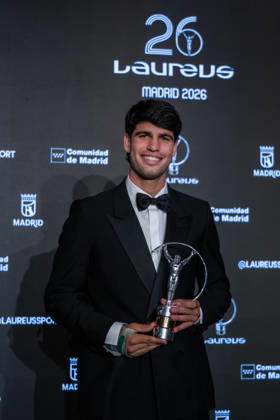 Madrid, Spain. 20 April 2026. Press conference of Carlos Alcaraz after receiving the Laureus World Sportsman of the Year 2026 award Madrid Spain Copyright: xNanoxCalvox xVWPicsx NN-LAUREUSAWARDS2026-49