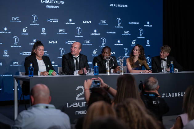 Madrid, Spain. 20 April 2026. Press conference of Futbol Mas after receiving the Laureus Sport for Good 2026 Award Madrid Spain Copyright: xNanoxCalvox xVWPicsx NN-LAUREUSAWARDS2026-50