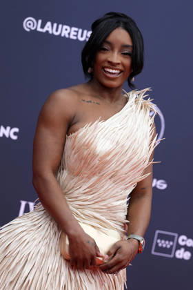 Simone Biles attends the red carpet during 2026 Laureus World Sport Awards. April 20,2026. (202604201223)