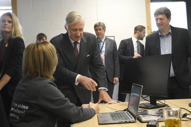 Interregional Royal Visit to WalloniaFlanders 2026 LOUVAIN - LA-NEUVE, BELGIUM - APRIL 21: King Philippe of Belgium pictured visiting Odoo during the first Interregional Royal Visit to WalloniaFlanders on April 21, 2026 in Louvain - La-Neuve, Belgium, 21 04 2026 Louvain - La-Neuve Belgium  Copyright: xPhilipxReynaersx
