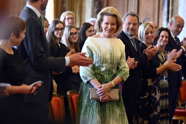 Queen Mathilde of Belgium pictured during the Queen Mathilde Fund (FRM - KMF) Award ceremony, on Tuesday 21 April 2026, at the Royal Palace in Brussels. Every year, the Queen Mathilde Fund supports inspiring initiatives aimed at helping vulnerable children and young people build their lives and look toward the future.  ERICxLALMAND 171542142
