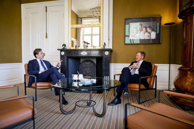 21-04-2026 Palace King Willem-Alexander during a meeting with Minister Vincent Karremans van Infrastructuur en Waterstaatat palace Huis ten Bosch in The Hague. Â  Copyright: xPPEx