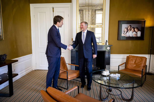 21-04-2026 Palace King Willem-Alexander during a meeting with Minister Vincent Karremans van Infrastructuur en Waterstaatat palace Huis ten Bosch in The Hague. Â  Copyright: xPPEx