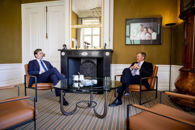21-04-2026 Palace King Willem-Alexander during a meeting with Minister Vincent Karremans van Infrastructuur en Waterstaatat palace Huis ten Bosch in The Hague. Â  Copyright: xPPEx