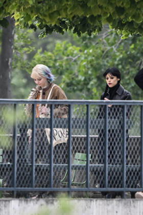 Wednesday Filming - Paris Jenna Ortega, Emma Myers on the set of Season 3 of the series Wednesday, in Paris. Paris, France on April 21, 2026. Photo by Florian Poitout ABACAPRESS.COM Paris Ile-de-France France  Copyright: xPoitoutxFlorian ABACAx