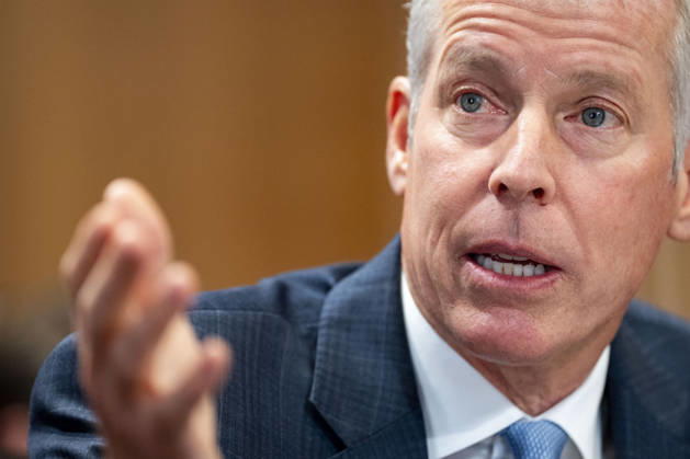 Secretary of Energy Chris Wright speaks during a Senate Energy and Natural Resources Committee hearing on the Department of Energy s budget request for fiscal year 2027 in the Dirksen Senate Office Building near the U.S. Capitol in Washington, DC on Tuesday, April 21, 2026. Wright has warned that gas prices may not drop below $3 until next year, which the Trump Administration claims is totally wrong.  WAP20260421321 BONNIExCASH
