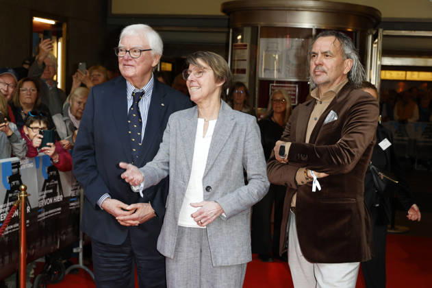 Bodo Hombach, Bettina Böttinger und Boris Berger bei der Premiere des Dokumentarfilms Vier von Hier in der Lichtburg. Essen, 21.04.2026