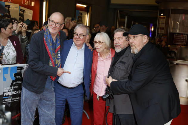 Peter Lohmeyer, Joachim Krol, Marianne Menze, Armin Rohde und Dietmar Bär bei der Premiere des Dokumentarfilms Vier von Hier in der Lichtburg. Essen, 21.04.2026