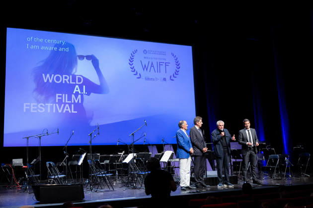 2nd World AI Film Festival Opening Ceremony - Cannes Marco Landi, Charles-Ange Ginesy, Claude Lelouch with his Honorary Prize, David Lisnard attend the 2nd World AI Film Festival (WAIFF) opening ceremony at the Palais des Festivals in Cannes. France on April 21, 2026. Photo by Shootpix ABACAPRESS.COM Cannes France  Copyright: xShootpix ABACAx
