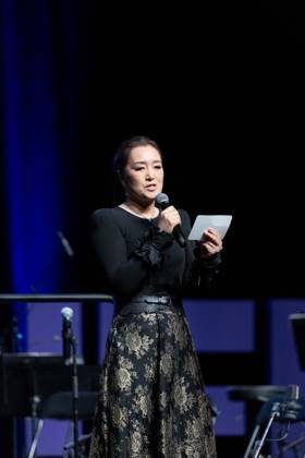 2nd World AI Film Festival Opening Ceremony - Cannes Gong Li, President of the WAIFF 2026, opens the 2nd World AI Film Festival (WAIFF) during the opening ceremony at the Palais des Festivals in Cannes. France on April 21, 2026. Photo by Shootpix ABACAPRESS.COM Cannes France  Copyright: xShootpix ABACAx