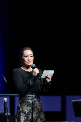2nd World AI Film Festival Opening Ceremony - Cannes Gong Li, President of the WAIFF 2026, opens the 2nd World AI Film Festival (WAIFF) during the opening ceremony at the Palais des Festivals in Cannes. France on April 21, 2026. Photo by Shootpix ABACAPRESS.COM Cannes France  Copyright: xShootpix ABACAx