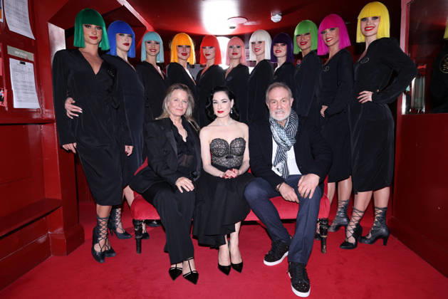 Exclusive - Dita Von Teese at Crazy Horse - Paris Exclusive - Andrée Deissenberg, Dita Von Teese and Philippe Lhomme attend show at Crazy Horse , in Paris, France on April 22, 2026. Photo by Jerome Domine ABACAPRESS.COM Paris France  Copyright: xDominexJerome ABACAx