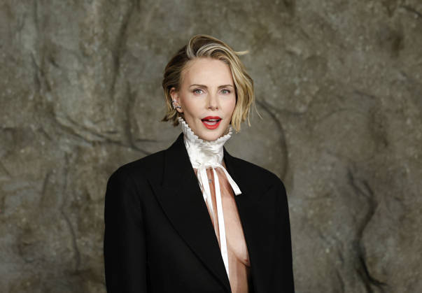 Charlize Theron arrives on the red carpet at Netflix s APEX New York Premiere at The Paris Theater on Wednesday, April 22, 2026 in New York City.  NYP20260422214 JohnxAngelillo