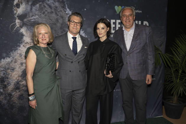 April 22, 2026, New York, New York, USA: CHRISTINE OSEKOSKI, ROBERT L. PARISIEN, JAIMIE ALEXANDER and JOHN CALVELLI walk the green carpet on Earth Day to launch the REEL WILD New York Film Festival, hosted by The Wildlife Conservation Society at The Paley Center in New York. 22 April 2026 New York USA  - ZUMAa265 20260422_zep_a265_053 Copyright: xEricxAcquayex