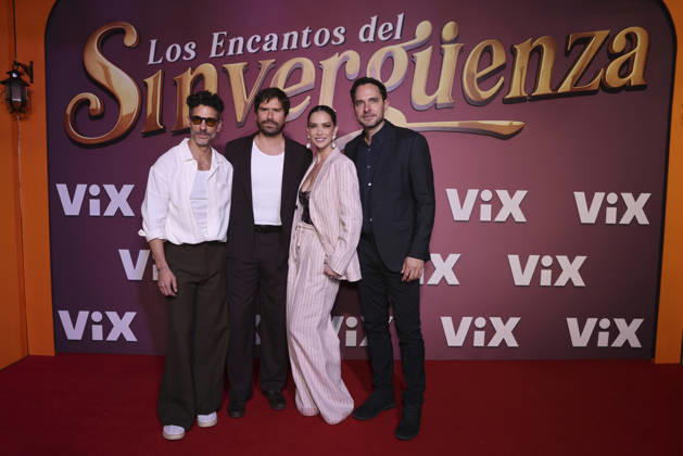 Los Encantos del Sinverguenza Red Carpet (L-R) Erick Elias, Juan Felipe Samper, Carolina Miranda and Manolo Cardona attend the red carpet for ˜Los Encantos del Sinverguenza™ tv series at Videocine. on April 22, 2026 in Mexico City, Mexico. (Photo by Yamak Perea Eyepix Group) Copyright: xYamakxPerea xEyepixxGroupx YP_22042026_181546