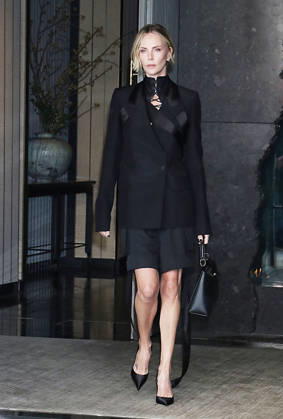 NEW YORK, NY- APRIL 23: Charlize Theron seen in New York City on April 23, 2026. Copyright: xRWx
