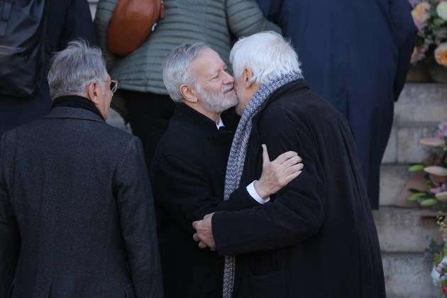 Nathalie Baye Funeral - Paris Francis Huster, Jacques Weber attending the funeral of French actress Nathalie Baye at Saint Sulpice Church, in Paris, France on April 24, 2026. Photo by Nasser Berzane ABACAPRESS.COM Paris France  Copyright: xBerzanexNasser ABACAx