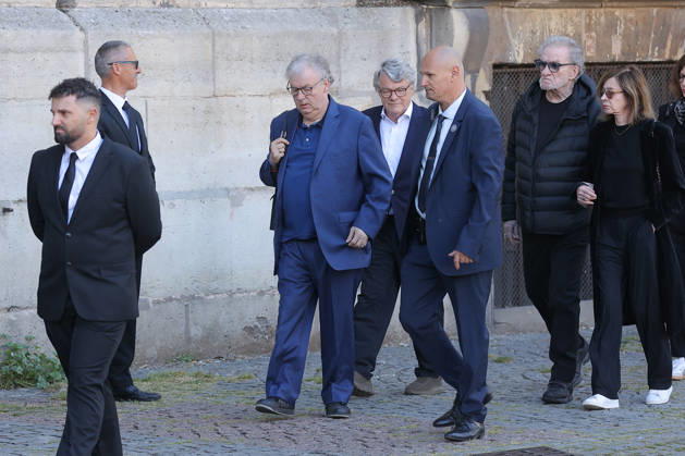 Nathalie Baye Funeral - Paris Dominique Besnehard, Jean-Louis Borloo, Eddy Mitchell attending the funeral of French actress Nathalie Baye at Saint Sulpice Church, in Paris, France on April 24, 2026. Photo by Nasser Berzane ABACAPRESS.COM Paris France  Copyright: xBerzanexNasser ABACAx