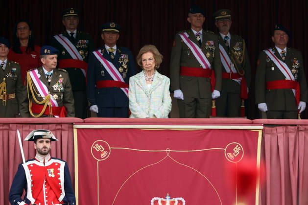 Queen Sofia presides over the ceremony of the solemn Swearing in of civilian personnel Queen Sofia during the ceremony of the solemn Swearing in of civilian personnel at the El Rey de la Guardia Real Barracks, on April 24, 2026, in Madrid Spain The oath or promise before the Flag of Spain is legally established in our legal system, It allows Spaniards who, without wishing to join the Armed Forces on a professional basis, may express their commitment to the defense of Spain, by taking the oath or pledge before the Spanish Flag, as a prerequisite for the acquisition of the status of professional military personnel.  Copyright: xÃngelxDiazxBrinasx 7467784