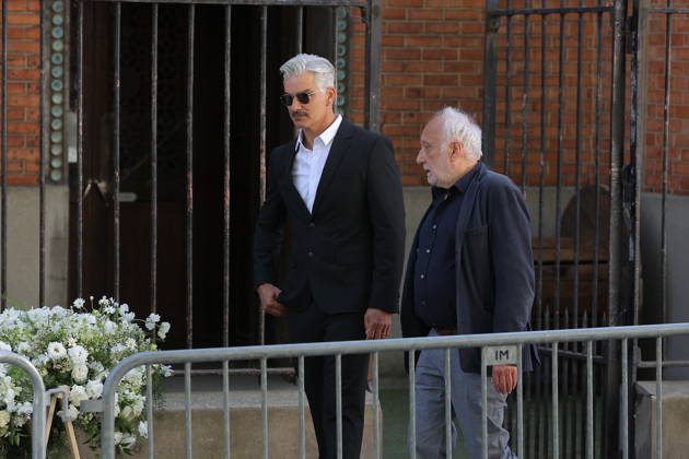 Nadia Fares Funeral - Paris Francois Vincentelli And Francois Berleand at the funeral ceremony of French actress Nadia Fares at the Saint-Jean de Montmartre church in Paris on April 24, 2026. Nadia Fares died on April 17, 2026, aged 57, after being found unconscious in a swimming pool in Paris and several days in a coma. Photo by Nasser Berzane ABACAPRESS.COM Paris France  Copyright: xBerzanexNasser ABACAx