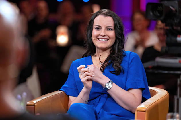 MDR - Riverboat. Nicole John ( Vorstandsvorsitzende Kinderklinikkonzerte Magdeburg und Notfallsanitäterin ) anläßlich der Aufzeichnung der MDR - Talkshow Riverboat am 24.04.2026 in der Mediacity Leipzig. 20260424ADO0069