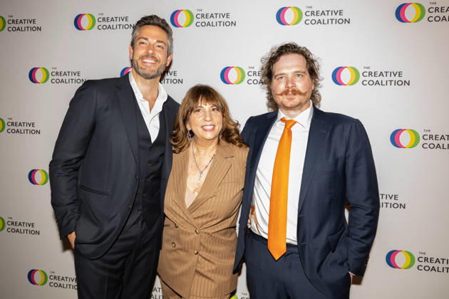 April 24, 2026, Washington, District Of Columbia, USA: WASHINGTON, District of Columbia, USA, 24 April 2026: Zachary Levi and Robin Bronk pose with an attendee on the red carpet during The Creative Coalition Night Before Dinner ahead of the White House CorrespondentsÃ¢â‚¬â ¢ Dinner weekend at PubKey in Washington, DC, USA. Washington USA - ZUMAk206 20260424_znp_k206_010 Copyright: xMattxKaminskyx