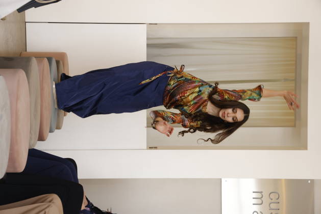 Lia Kemendi bei der Anja Gockel Fashion Show Frisches für die Sinne im Showroom Paris 44 by Anja Gockel. Berlin, 10.04.2026 Copyright: xAgenturxMatthiasxWehnertx xR.xduxVinagex