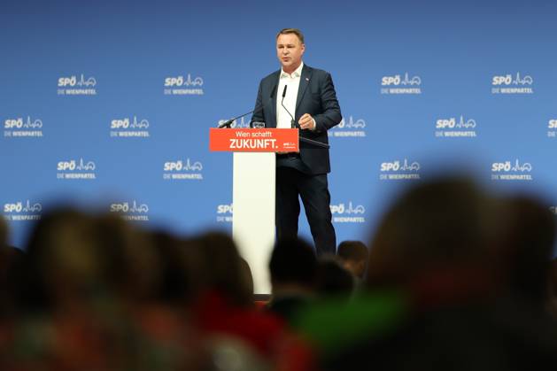 25 APR 2026 - POLITICS - Landesparteitag der SPÖ Wien 2026 Andreas Babler speaks at congress VIENNA VIENNA, Vienna Congress & Convention Center – VIECON Messe Wien Vienna Congress & Convention Center – VIECON Messe Wien, Vienna AUSTRIA