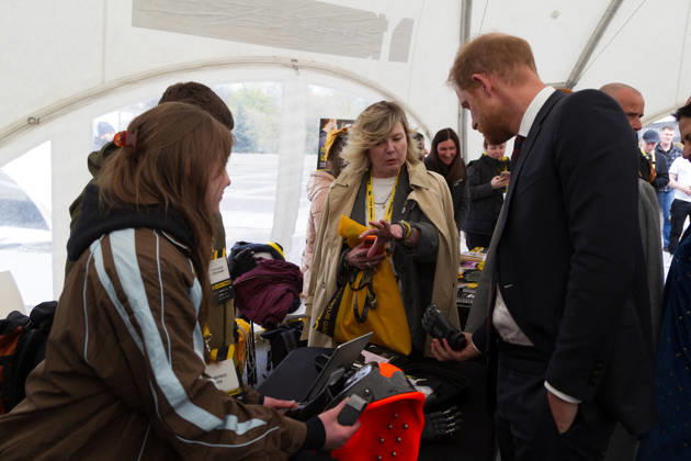 The Duke of Sussex At Invictus Games Ukraine Forum - Kyiv Prince Harry, The Duke of Sussex, and StratCom Ukraine founder and Deputy Chairman of the Board of the Centre for Defence Strategies Alina Frolova (R to L) visit the exhibition area of the TYTANOVI Rehabilitation Centre in the mobile town during the Invictus Games Ukraine Forum, dedicated to the 10th anniversary of the Invictus Games movement in Ukraine, at the National Museum of the History of Ukraine in WWII Memorial Complex, Kyiv, Ukraine, April 24, 2026. Ukraine has participated in the Invictus Games since 2017, showing strong results and steady team growth. The Ukrainian team competes in athletics, archery, rowing, and swimming, earning numerous medals and prize placements. Phot Copyright: xUkrinform ABACAx