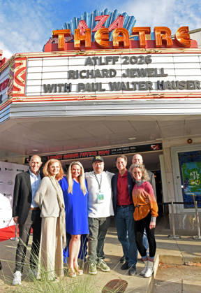 April 26, 2026, Atlanta, Georgia, USA: Mike Pniewski, Amy Boland Hauser, Paul Walter Hauser, Nadya Bryant, G. Watson Bryant Jr, Kent Alexander, Diane Alexander, in attendance at the Atlanta Film Festival for the film Richard Jewell at The Plaza Theatre, Atlanta, Georgia 4-25-26 Atlanta USA - ZUMAs380 20260426_zep_s380_020 Copyright: xDerekxStormx
