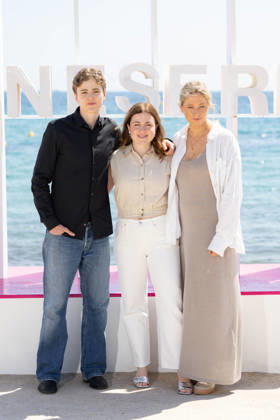 The 9th Canneseries International Festival - SUMMER OF 1985 Photocall Linus Rogsgard, Amy Deasismont, Bjorn Stein attends the SUMMER OF 1985 Photocall at the 9th Canneseries International Festival at Plage Du Majestic on April 27, 2026 in Cannes, France. Photo by ShootPix ABACAPRESS.COM Cannes France  Copyright: xShootpix ABACAx