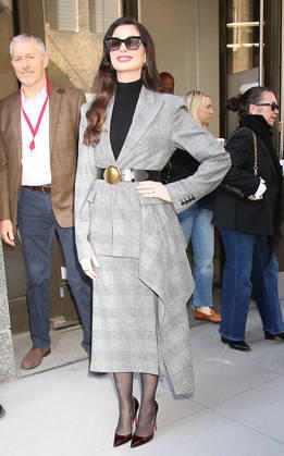 NEW YORK, NY- APRIL 27: Anne Hathaway seen at Good Morning America on April 27, 2026 in New York City. Copyright: xRWx