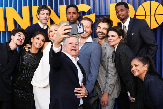 Los Angeles Premiere Of Netflix s Running Point Season 2 HOLLYWOOD, LOS ANGELES, CALIFORNIA, USA - APRIL 15: Fabrizio Guido, Brenda Song wearing Dolce and Gabbana, Kate Hudson wearing Brandon Maxwell the Petra Draped Crepe Gown, Ted Sarandos, Max Greenfield, Jay Ellis, Scott MacArthur, Drew Tarver, Lisa Rinna, Uche Agada and Bela Bajaria arrive at the Los Angeles Premiere Of Netflix s Running Point Season 2 held at The Egyptian Theatre Hollywood on April 15, 2026 in Hollywood, Los Angeles, California, United States. (Photo by Xavier Collin Image Press Agency)