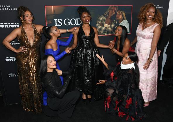 Vivica A. Fox, Tessa Thompson, Kara Young, Janelle Monae, Aleshea Harris, Mallori Johnson, Erika Alexander at arrivals for IS GOD IS Premiere, Brooklyn Academy of Music (BAM) Rose Cinema, New York, NY, April 27, 2026. Photo By: Quoin Pics Everett Collection IS GOD IS Premiere PUBLICATIONXNOTxINxCANxCHNxFRAxITAxJPNxNORxPOLxRUSxESPxUKxUSA