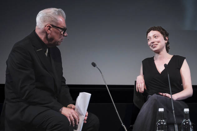 Mark Kermod und Thea Gajic in der Talkshow Mark Kermode Live in 3D im BFI Southbank. London, 27.04.2026