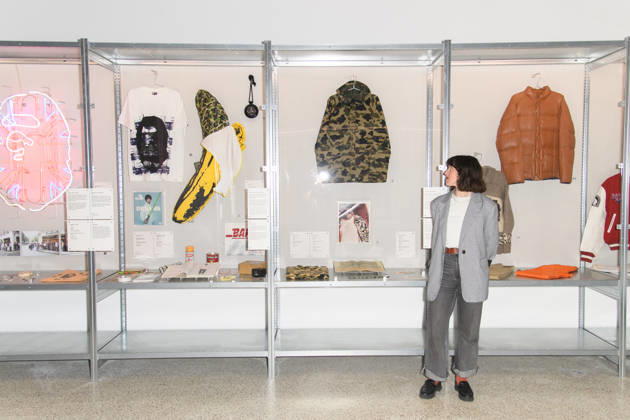 NIGO: From Japan with Love Press Preview at Design Museum, London, UK - A staff member poses with A Bathing Ape cameo pattern, The Notorious B.I.G. and BAPE Camo at a photocall for The Design Museum s NIGO: From Japan with Love Exhibition at The Design Museum in London, England, UK on Tuesday 28 April 2026 which runs from 1st May 2026 - 4th October 2026., Credit:Justin Ng Avalon UK, England, London, Design Museum  Copyright: xJustinxNgx xAvalonx 1094977844